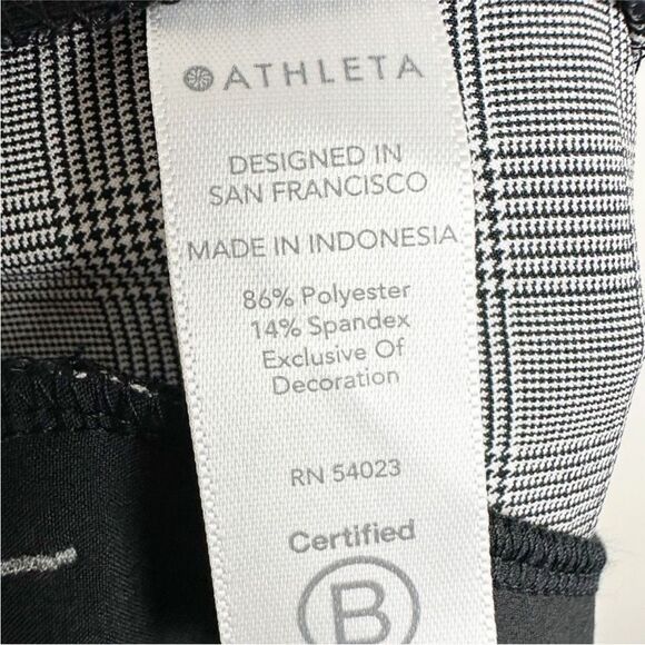 Athleta 4P Brooklyn Plaid Ankle Pant Side Stripe Stretch Pockets Checkered Black - Picture 13 of 13